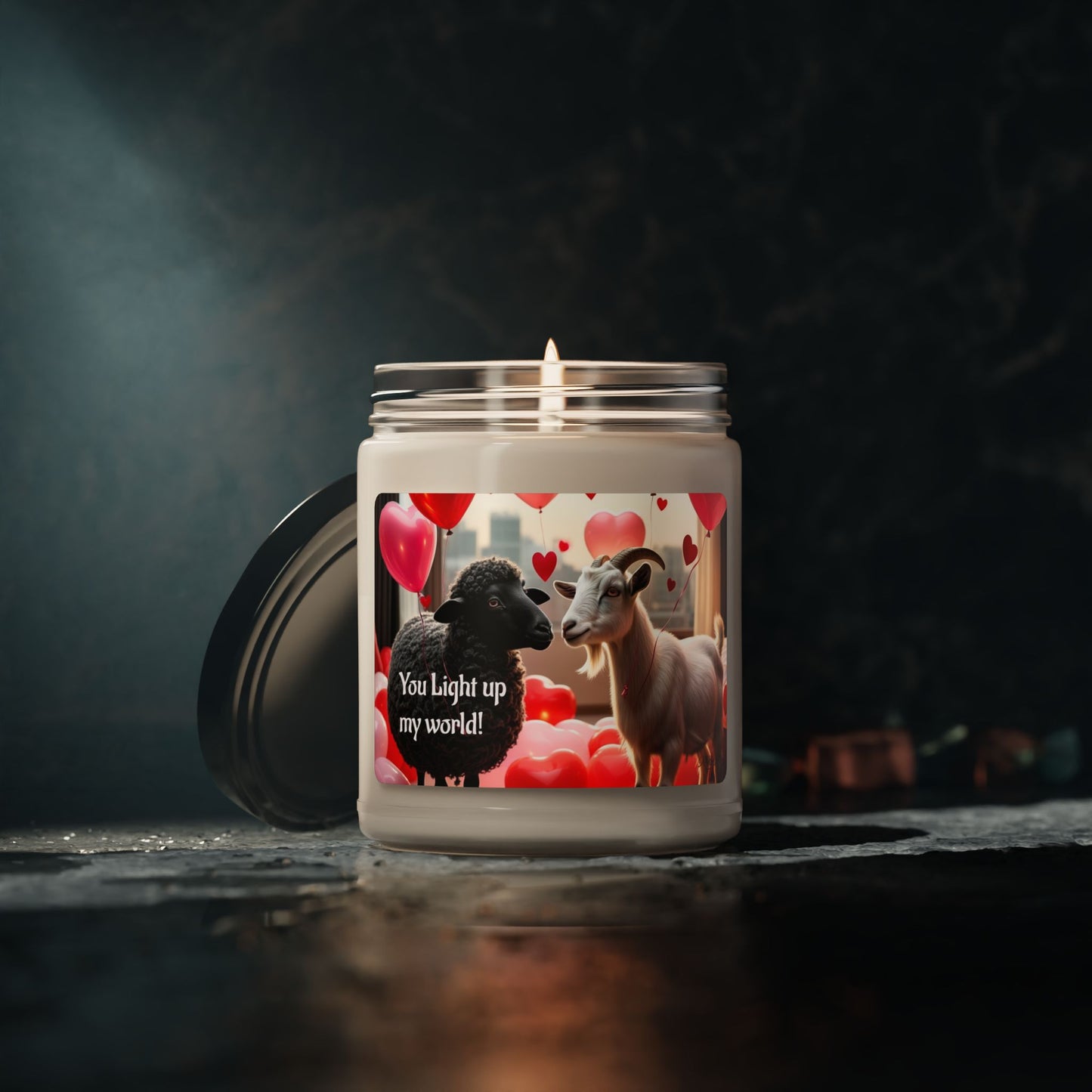 "You light up my world" | The Goat & The Black Sheep | Scented Soy Candle, 9oz | Valentines Day Gift