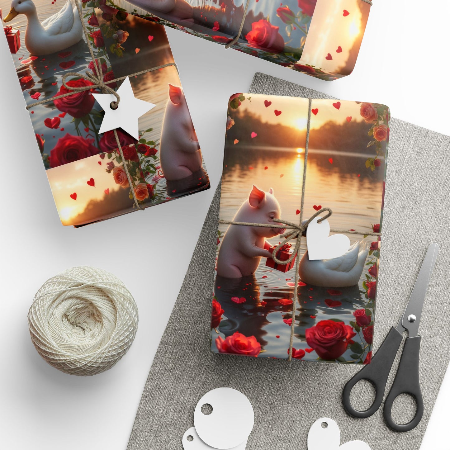Valentines Day Wrapping Paper | Pig & Duck
