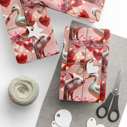 Valentines Day Wrapping Paper | Pig & Duck