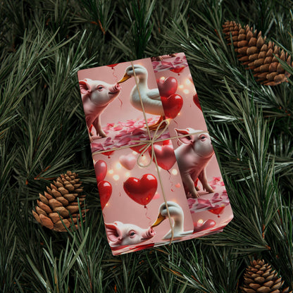 Valentines Day Wrapping Paper | Pig & Duck