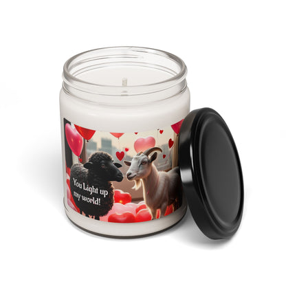 "You light up my world" | The Goat & The Black Sheep | Scented Soy Candle, 9oz | Valentines Day Gift