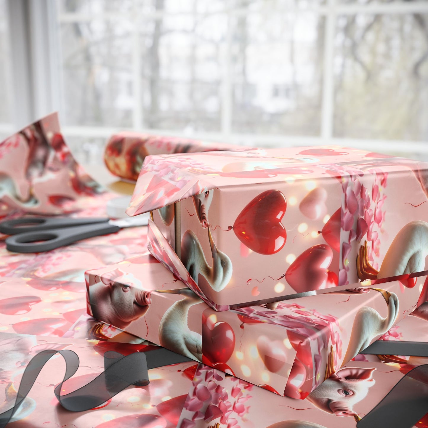Valentines Day Wrapping Paper | Pig & Duck