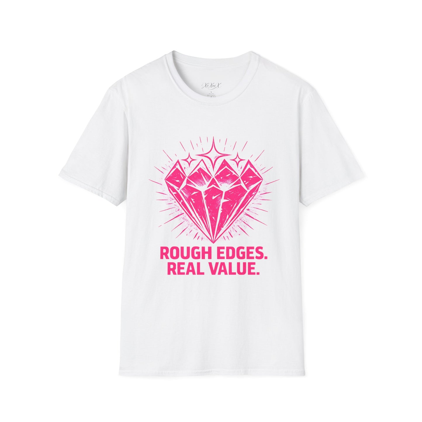 Softstyle Pink "Rough Edges. Real Value." T-Shirt