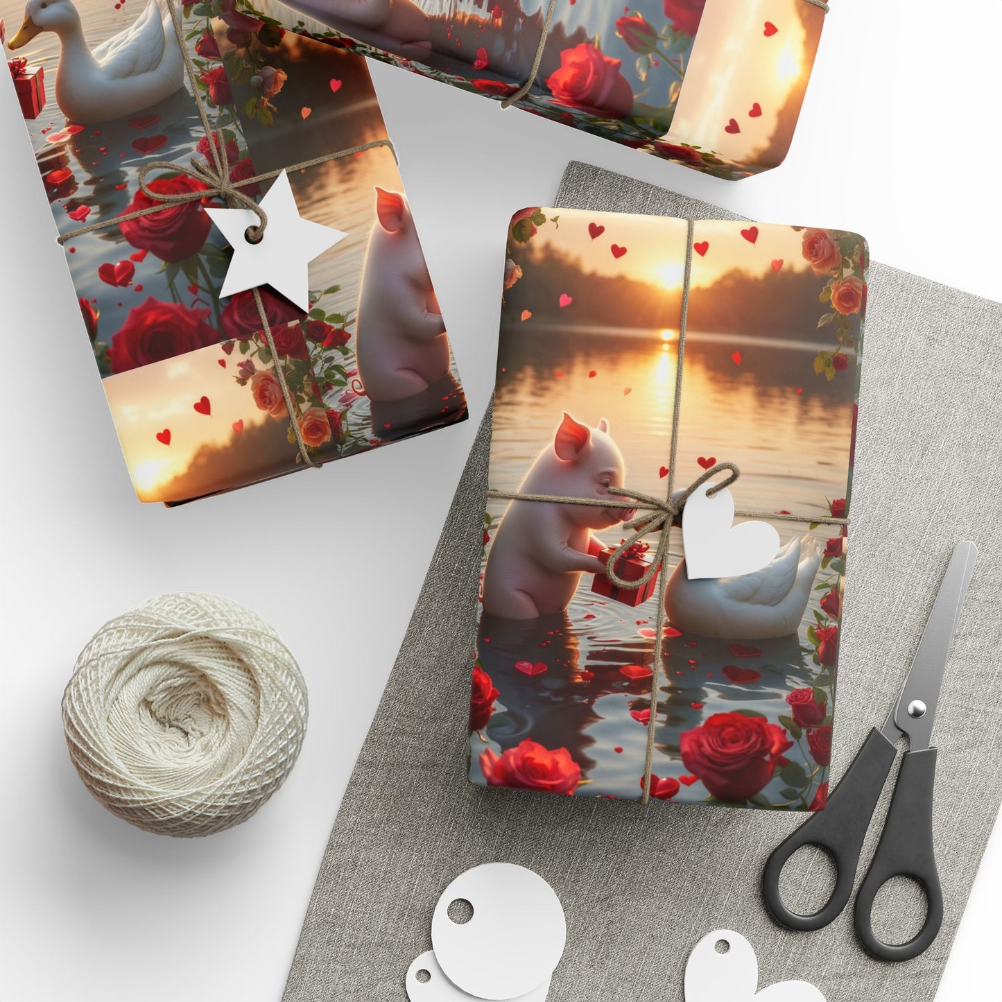 Valentines Day Wrapping Paper | Pig & Duck