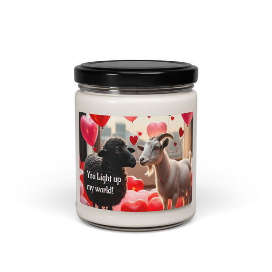 "You light up my world" | The Goat & The Black Sheep | Scented Soy Candle, 9oz | Valentines Day Gift