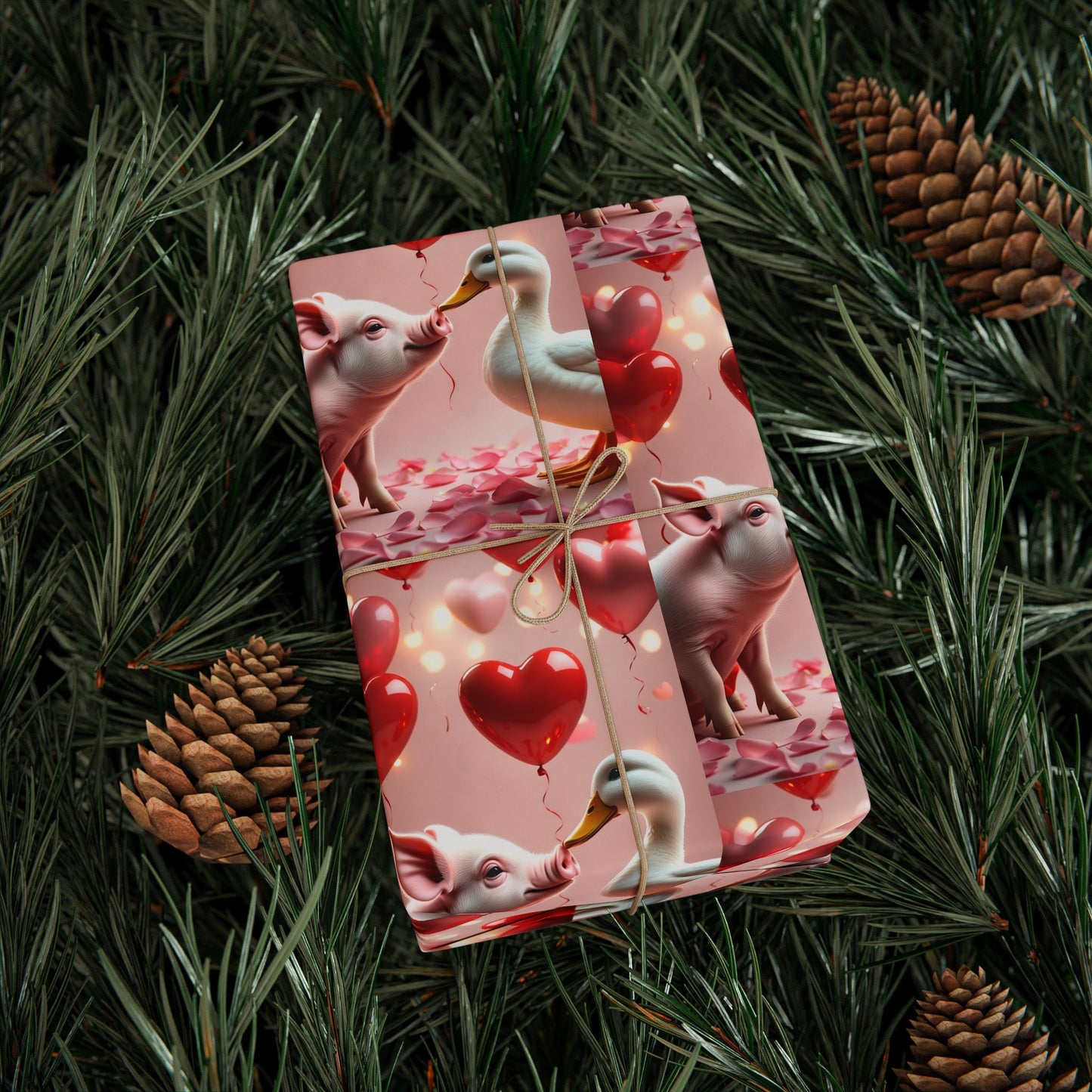 Valentines Day Wrapping Paper | Pig & Duck