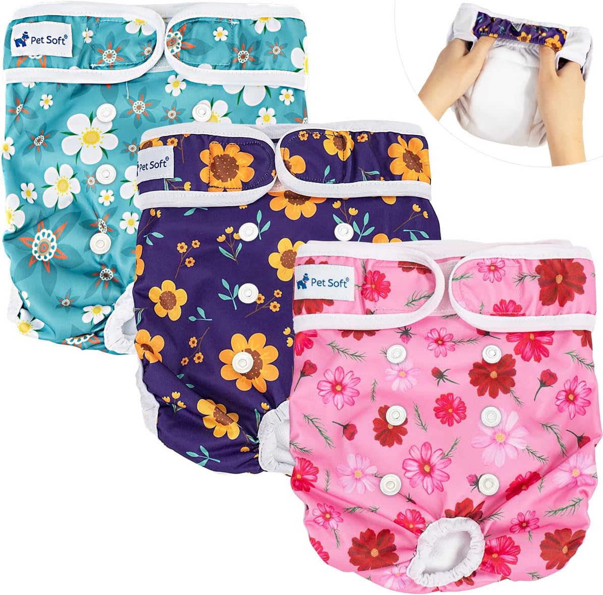 Pet Soft Washable Female Diapers (3 Pack)