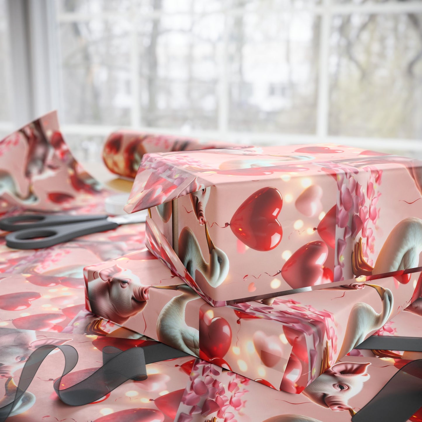 Valentines Day Wrapping Paper | Pig & Duck