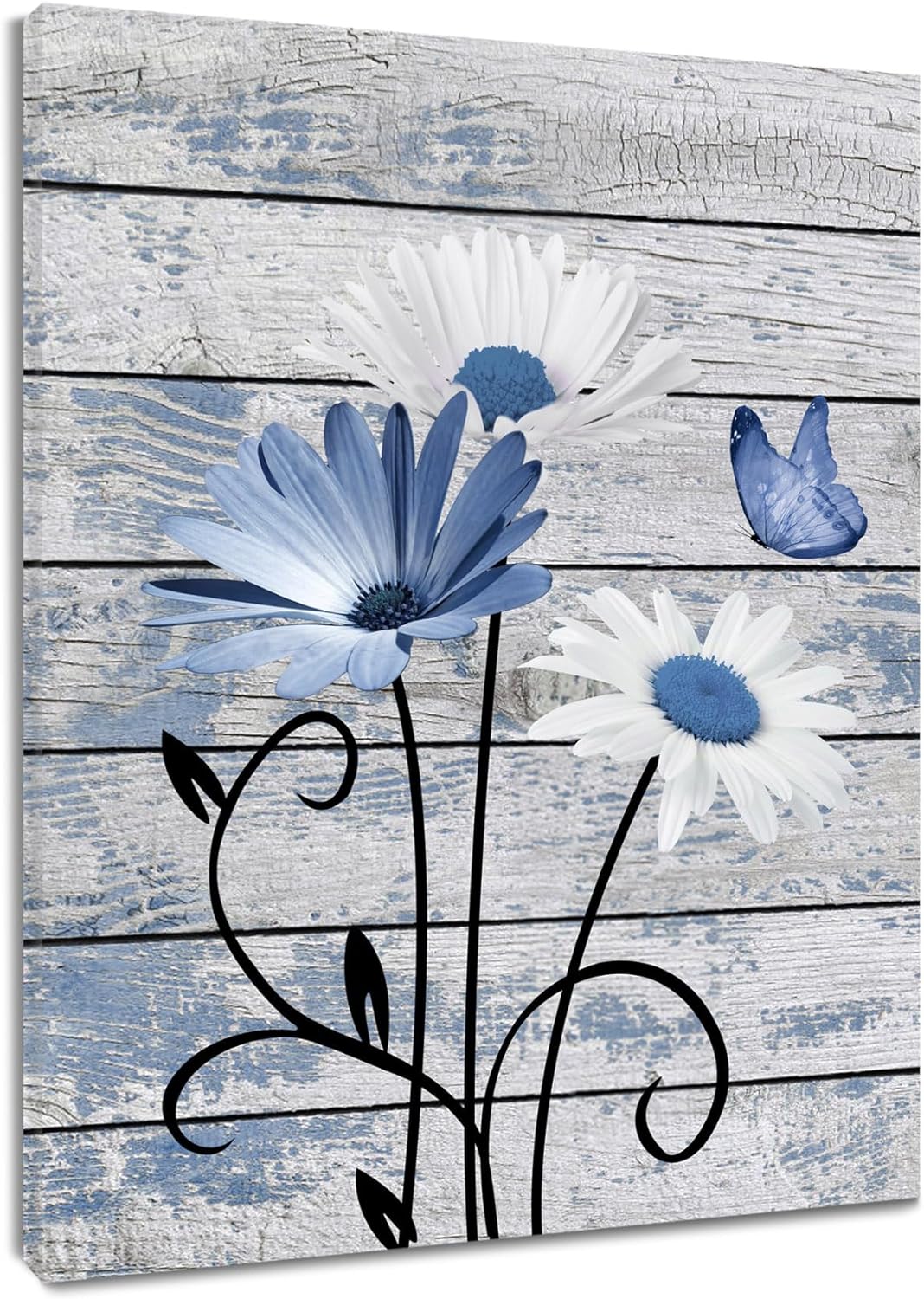 Blue and White Daisy Wall Art